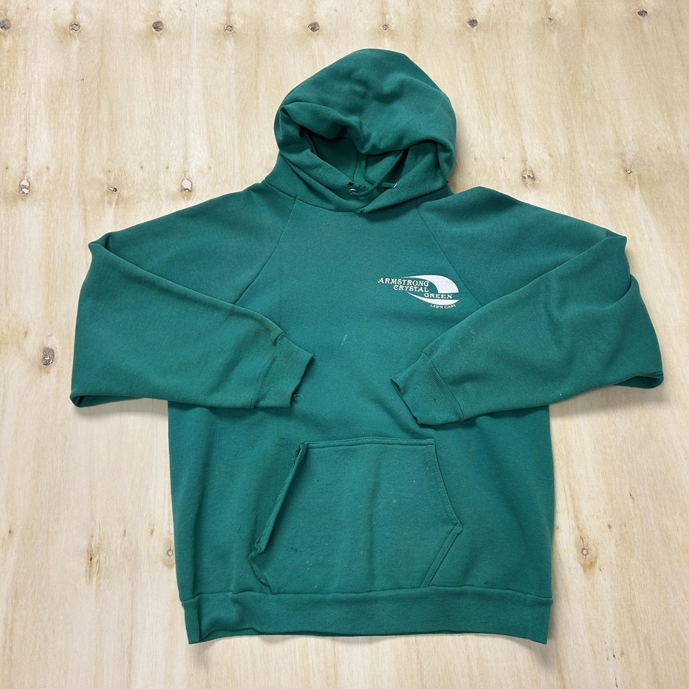 Vintage Discus Athletic Hoodie Mens Large Green Fleece Lawn Care Sweatshirt USA